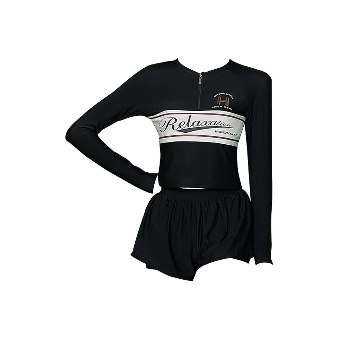 Hao Zhilang Черный Женские Двухкомпонентные Купальники