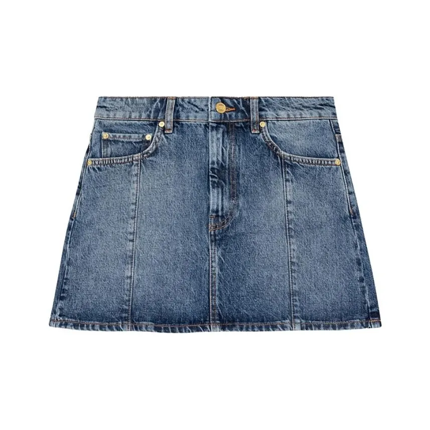 GANNI SS24 Джинсовые короткие юбки Женские Окрашенные Промытые