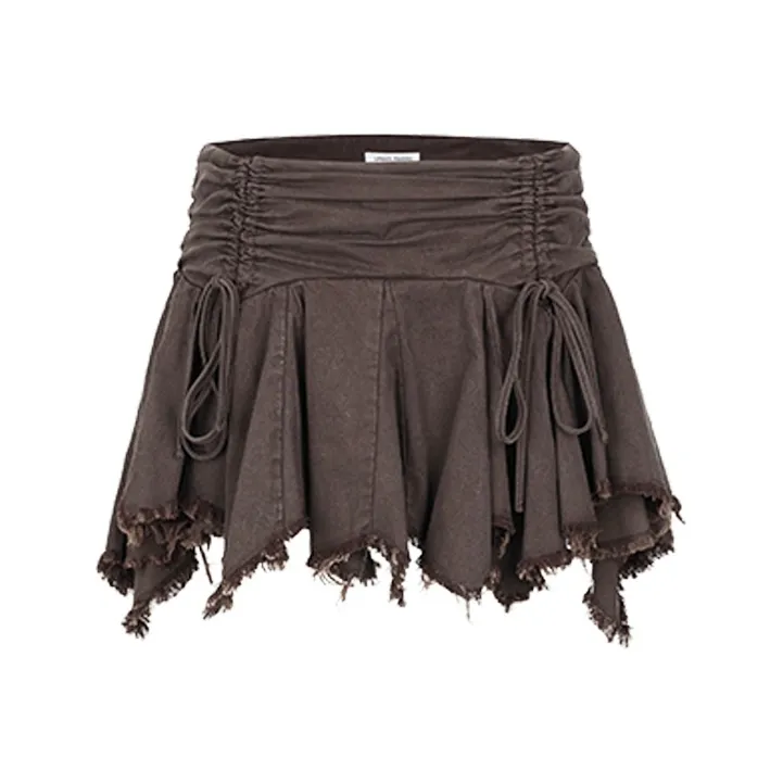 URBAN REVIVO Boho Style Casual Short Skirts Women's Dark Red Brown