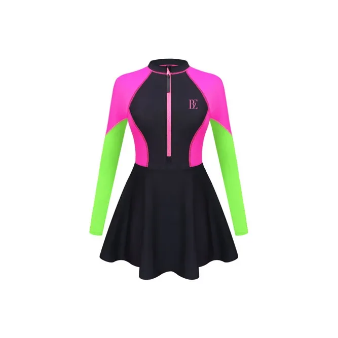 BALNEAIRE One Piece Swimsuits Women's Extraordinary Magenta/Neon Green Color Block
