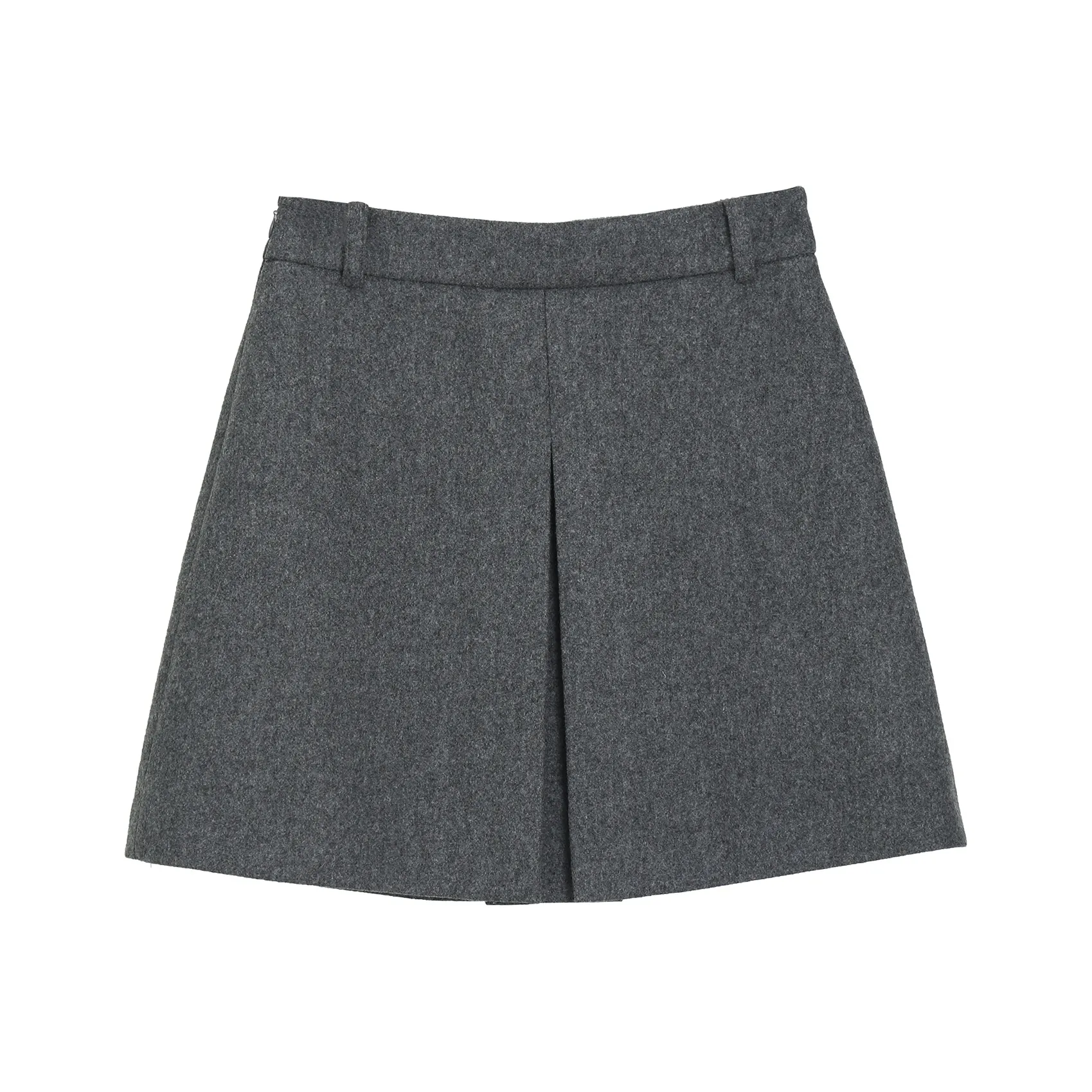 Fstudio Korean Style Petite High Rise A Line Skirt Woolen Casual Short Skirts Women's Gray