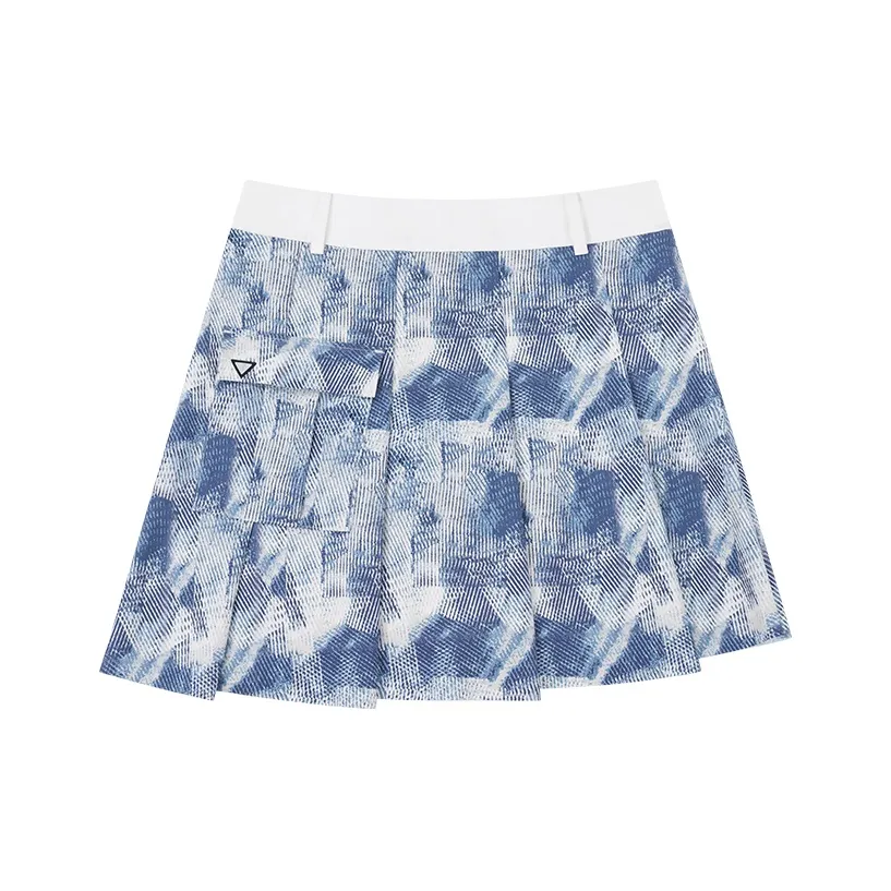 EUROPEAN TOUR Повседневные короткие юбки Женские Синие с принтом