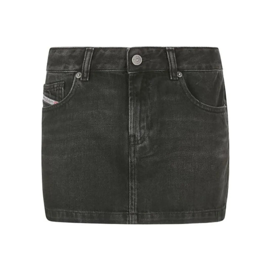 DIESEL De Ron Logo Patch Denim Mini Skirt