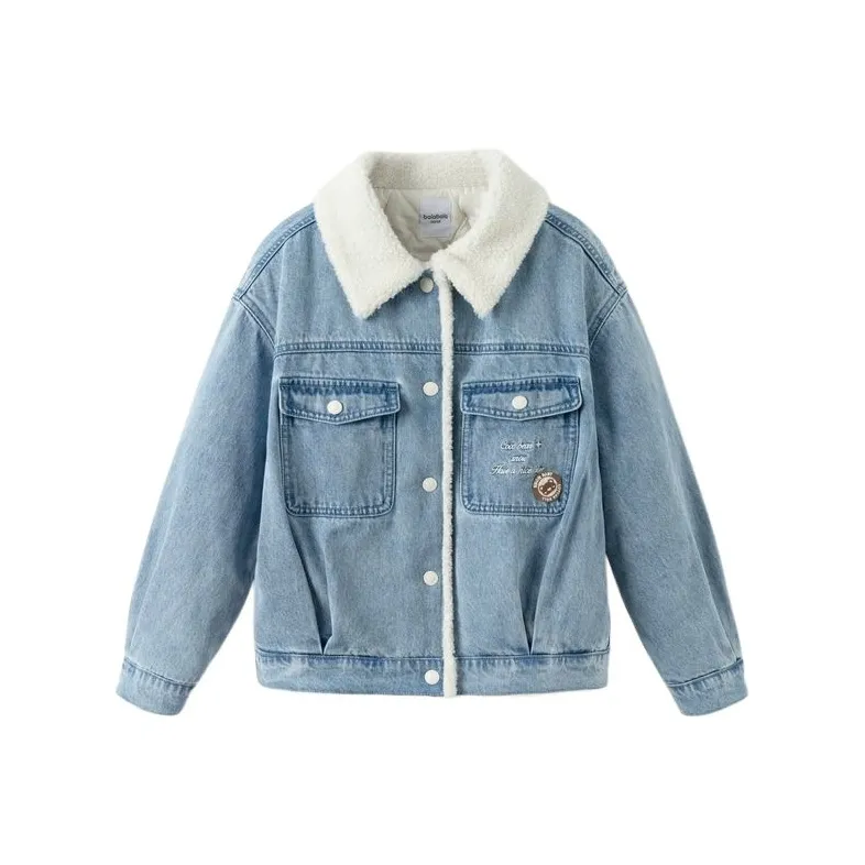 BALABALA x WUXUEMIANHUAWAWA LIANMINGKUAN Джинсовая куртка светло-голубого цвета 88101 для подростков