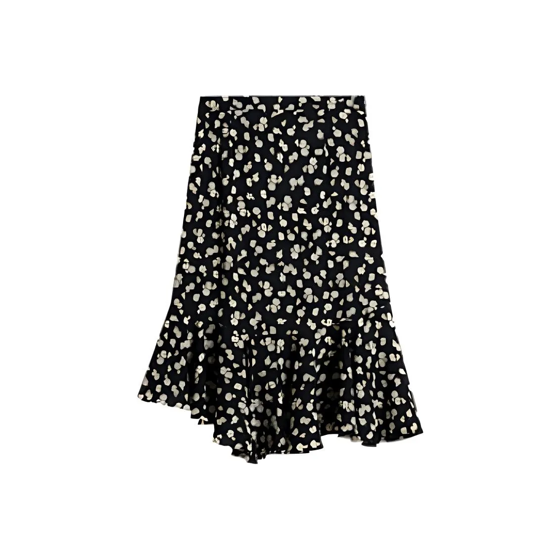 Hopeshow Casual Long Skirt Women's Black With White Floral