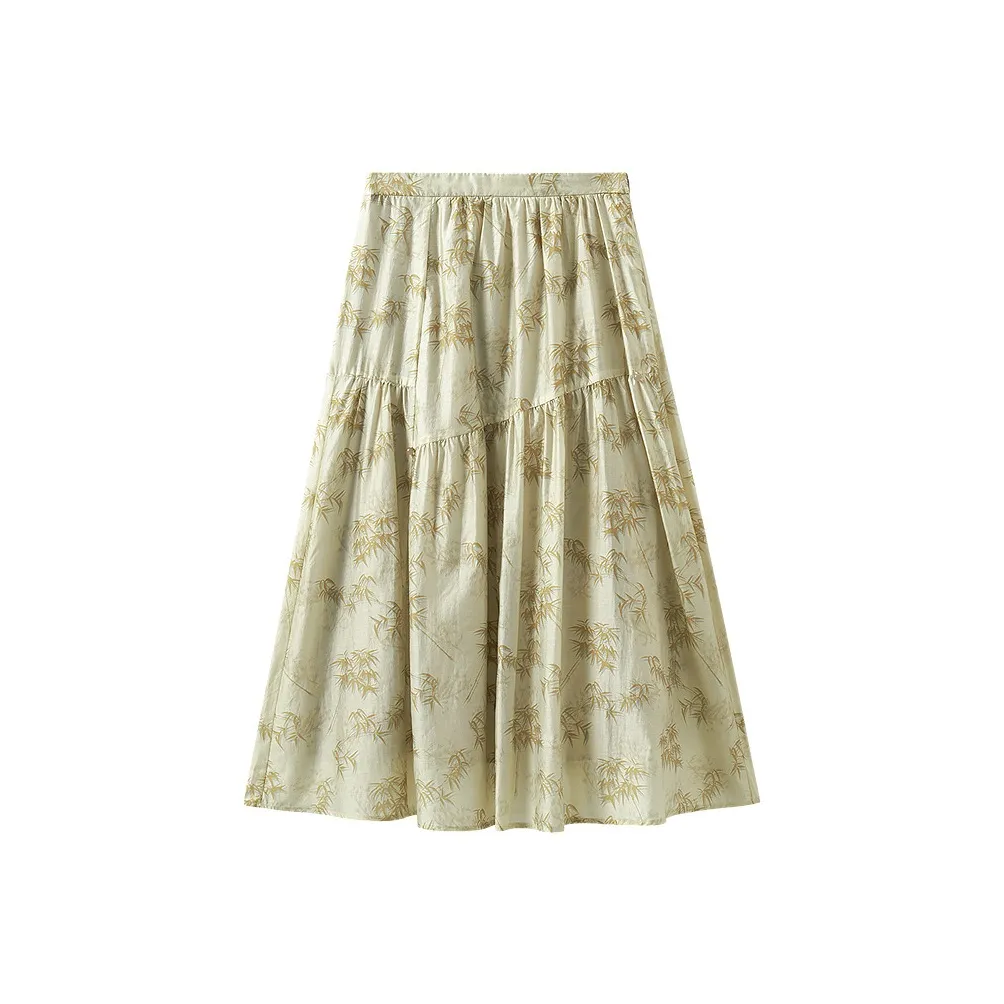 Inman Повседневный Длинный Юбка Женская Серый Гороховый Зеленый