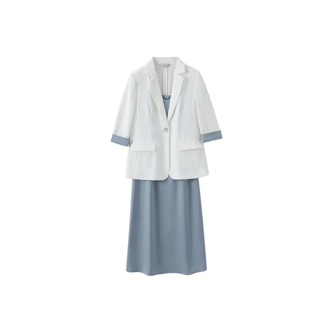 IHIMI Two Piece Skirt Sets Women's White+Blue