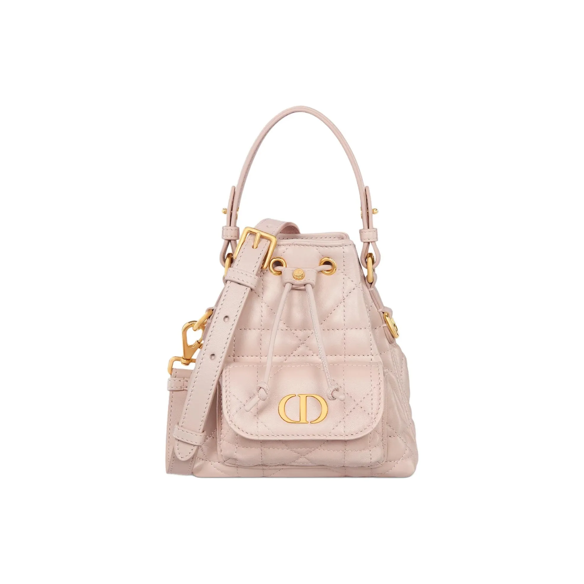 DIOR Caro Sheepskin Bucket Bag, Shoulder Bag, Crossbody Bag, Handbag Mini Women's Rouge Pink