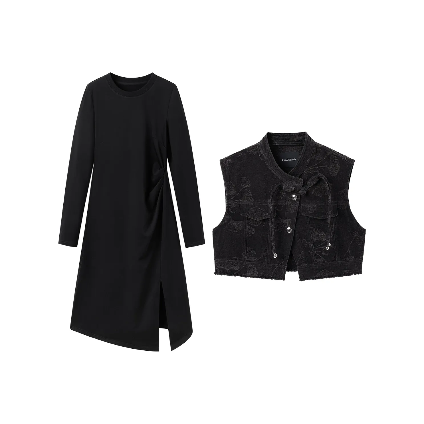PEACEBIRD Черный Женские Комплекты с юбкой