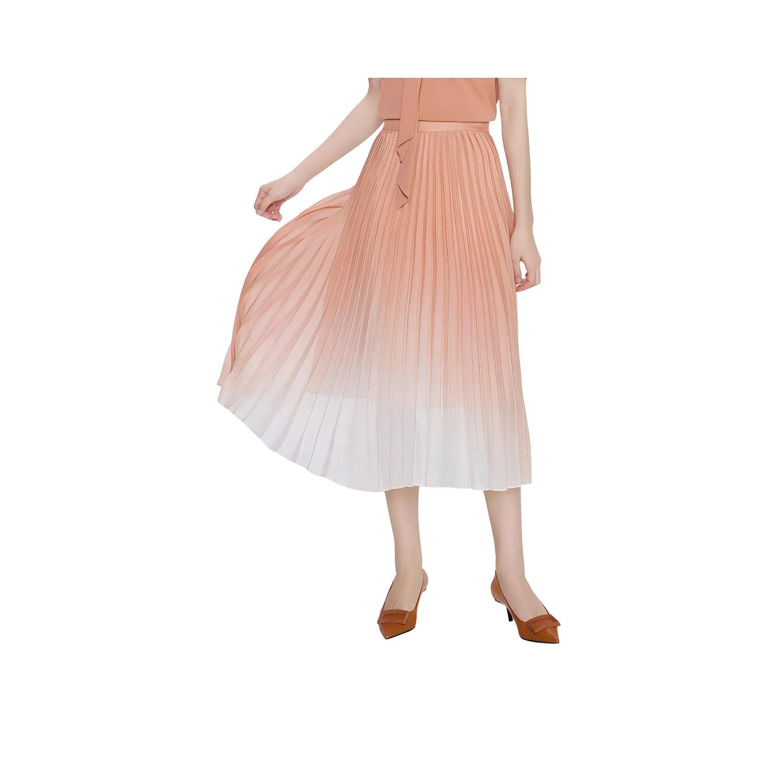 BBLLUUEE Повседневный Длинный Юбка Женские Ri MU Оранжевый