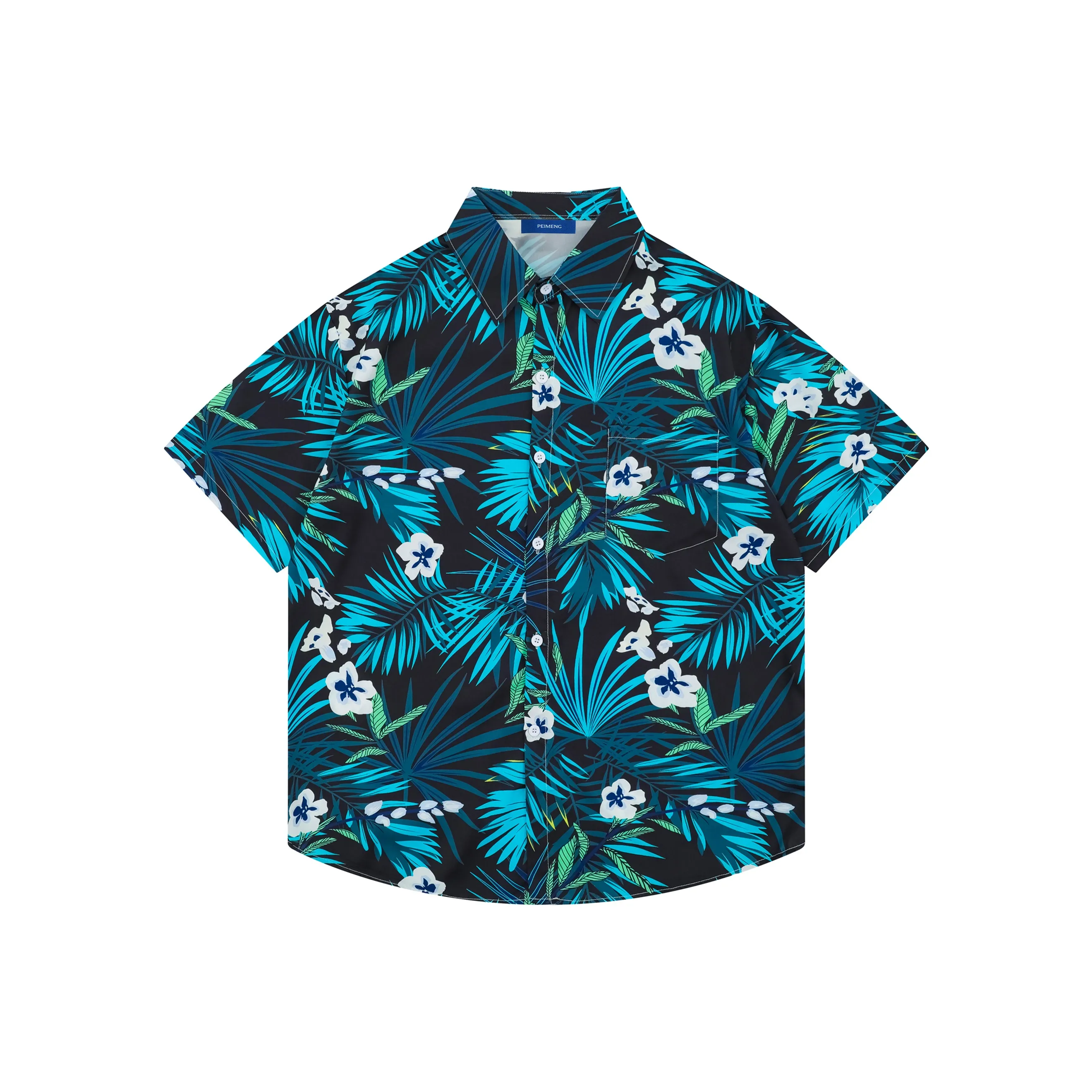 PEIMENG Чёрно-синяя унисекс рубашка