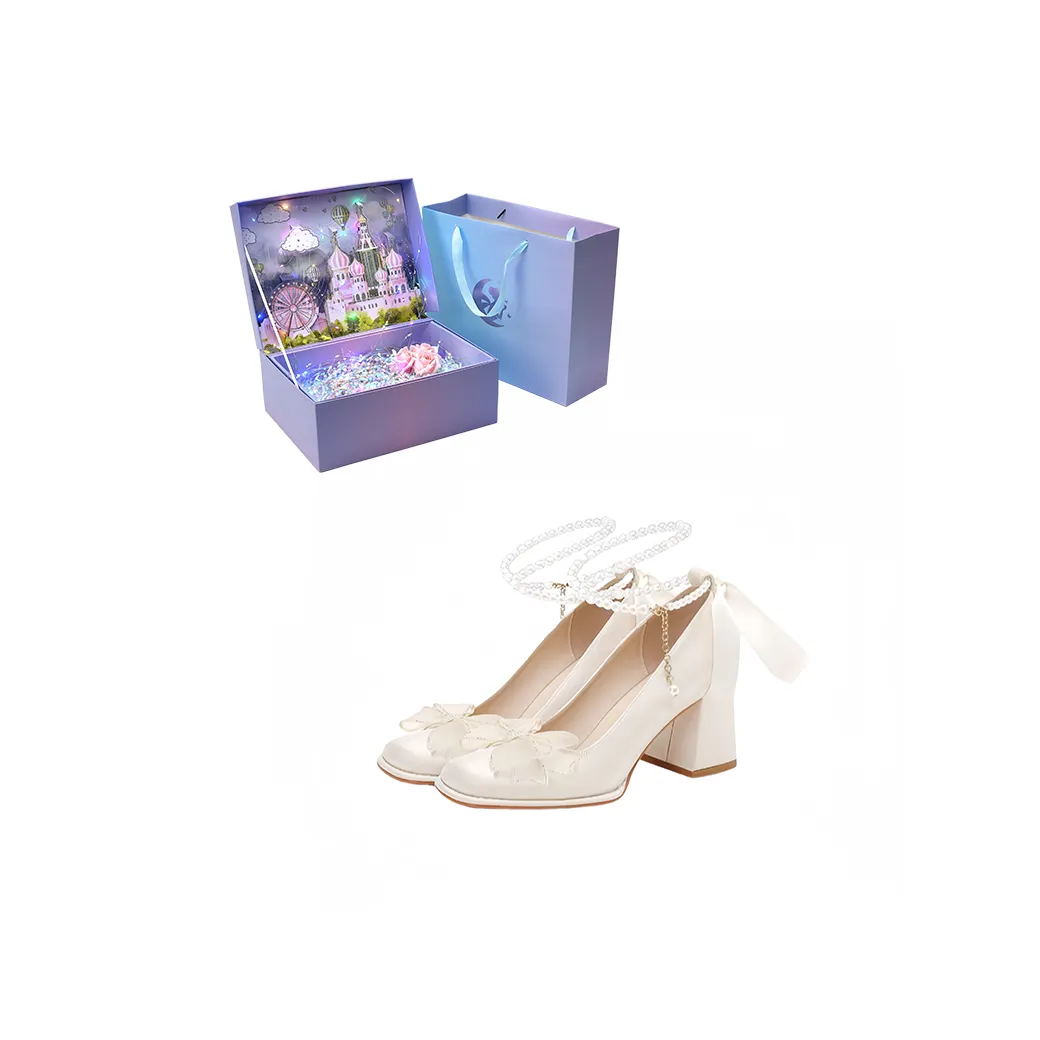 ROBINHOOD Замок Эксклюзив 3D Коробка Грубый каблук Высокие каблуки Женские Шампанское