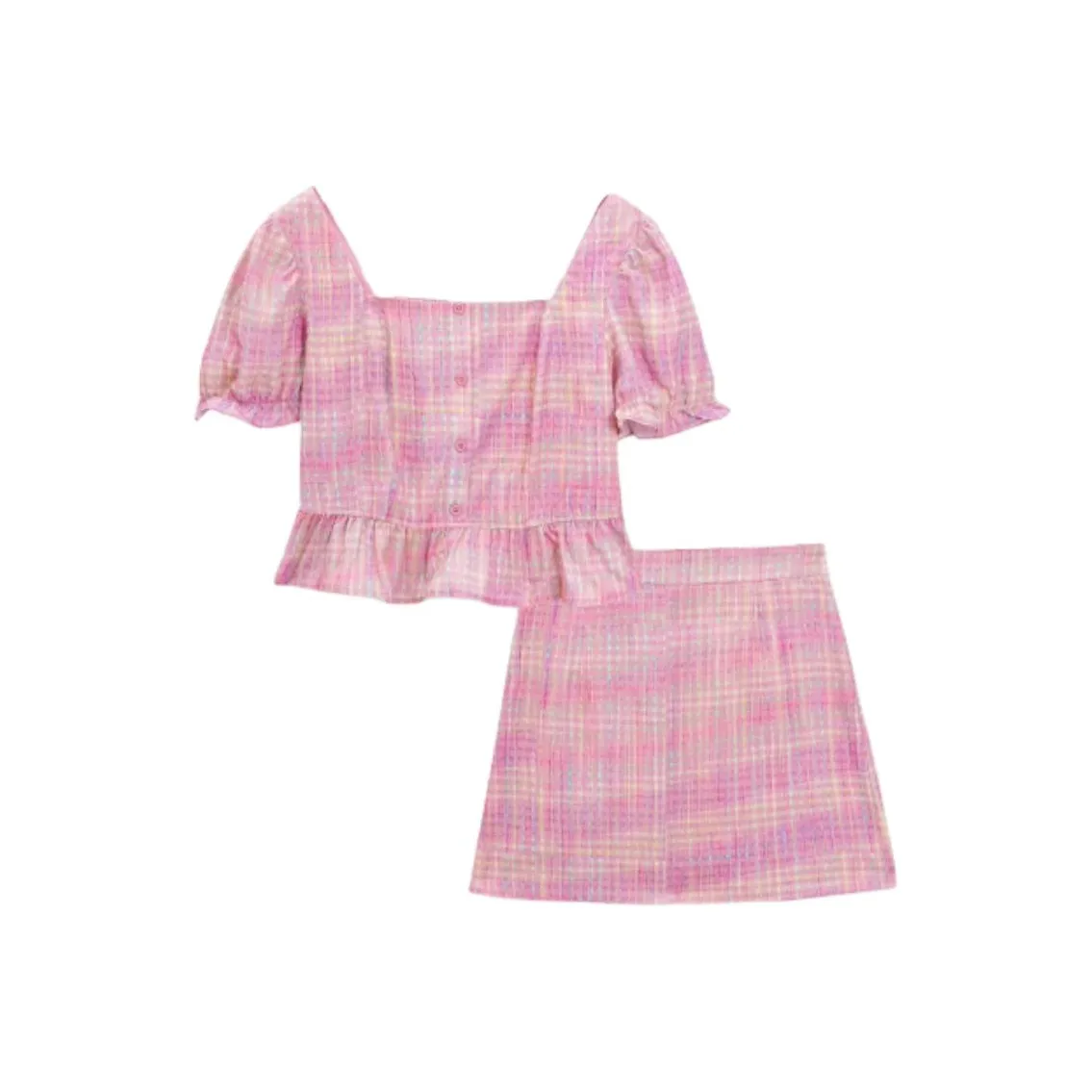 Love To Serve Комплект с юбкой Женская Розовая и Желтая Клетка