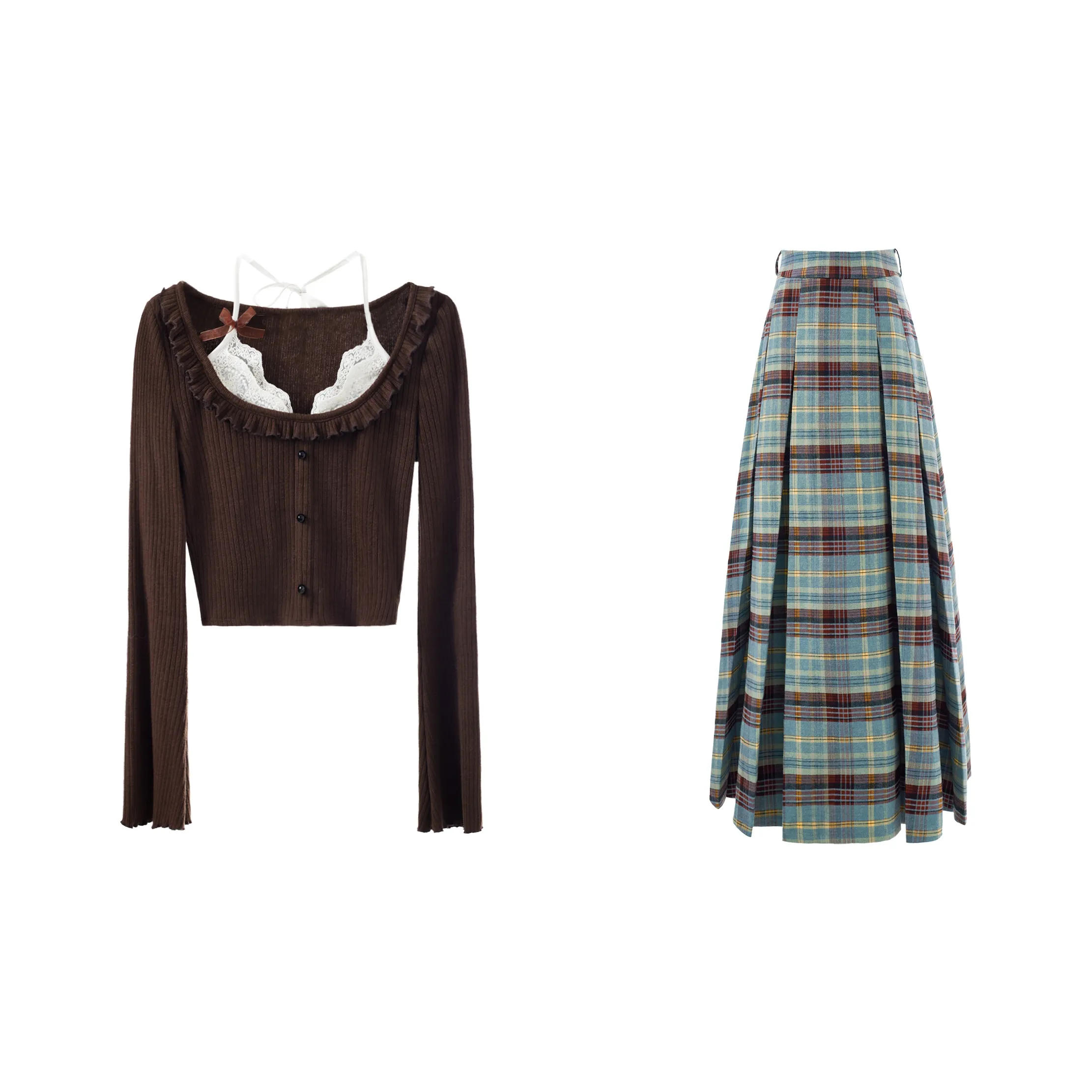 Blovelan Комплект с юбкой Женские Рождественский зеленый