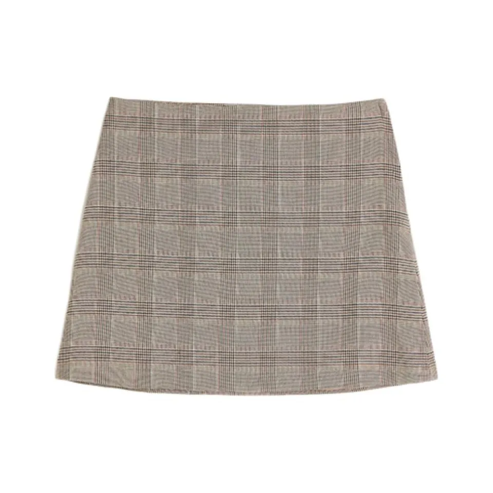 H M Повседневные короткие юбки Женские Светлый бежевый Клетка