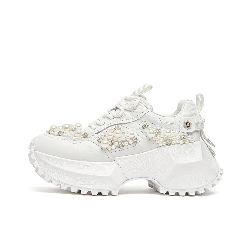 KEDDO From Ancient Times визуально увеличивает рост Низкий топ Толстая подошва Кроссовки Женские Белые