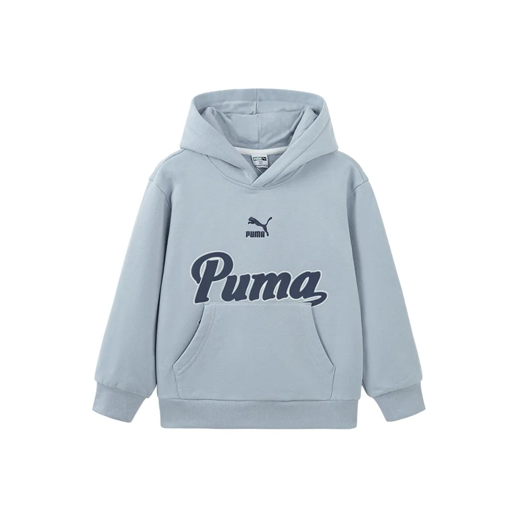 PUMA Толстовка Sportstyle Collection Hoodie WISETHERMA Логотип FL B Джинсовый светло-голубой Детский