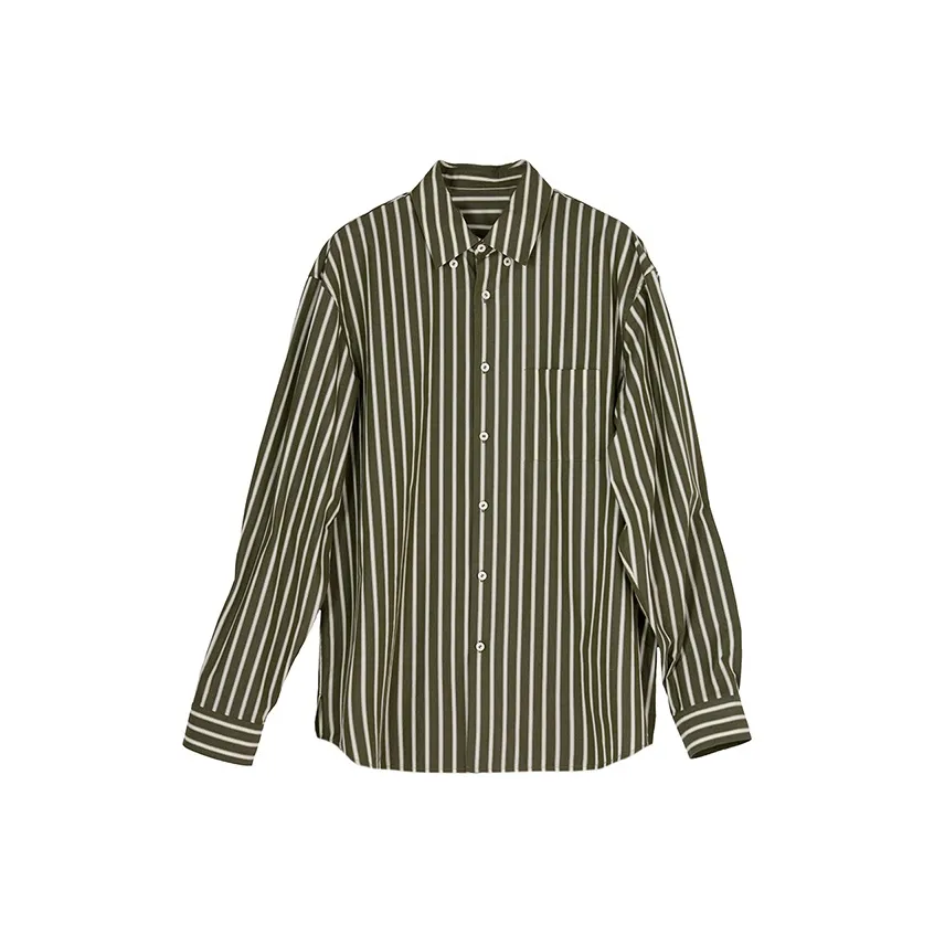 Osens Винтажный Зеленый Полосатый Мужской Рубашка