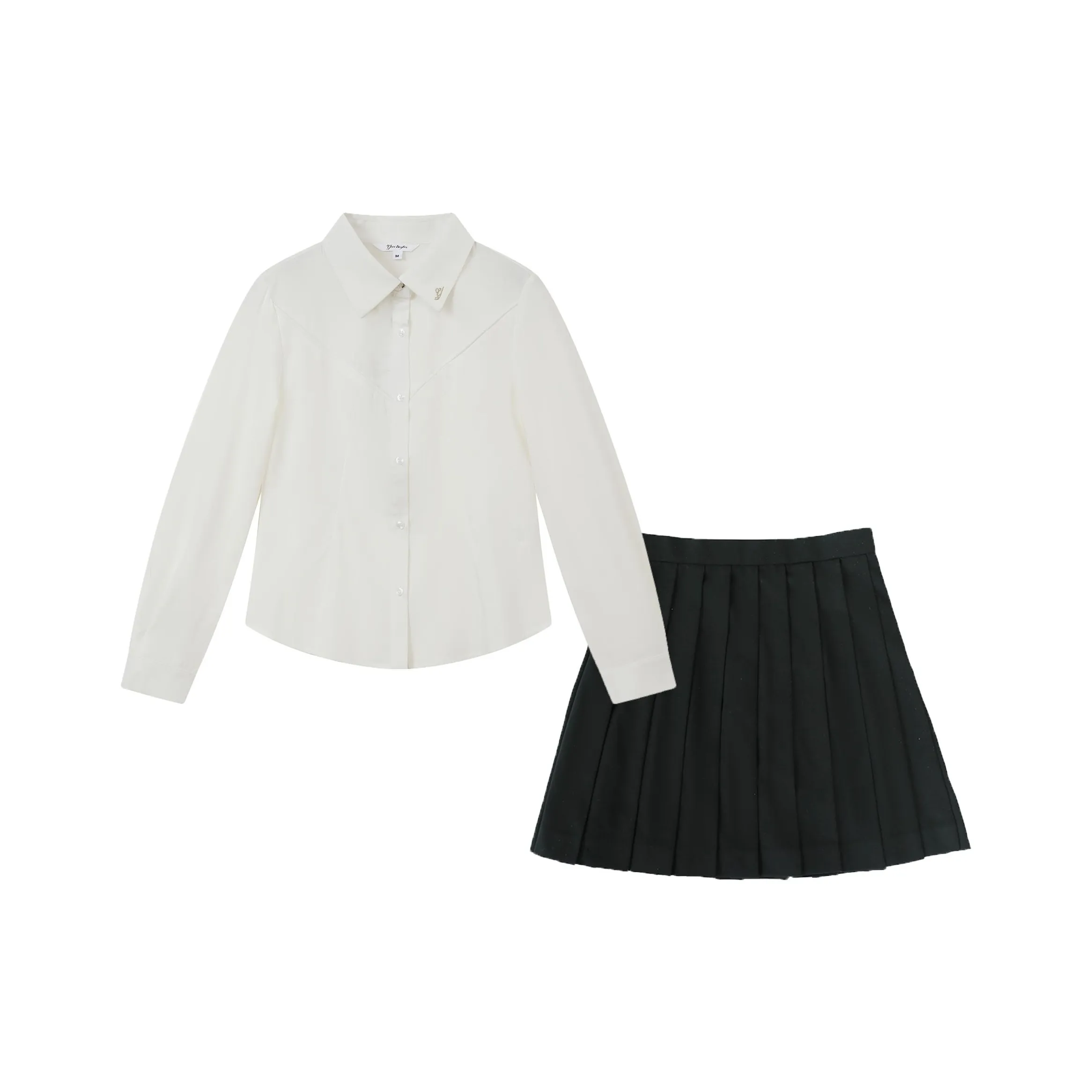 YuChaJia Yinlan С утяжкой на талии Рубашка + Черная Юбка Женская Униформа