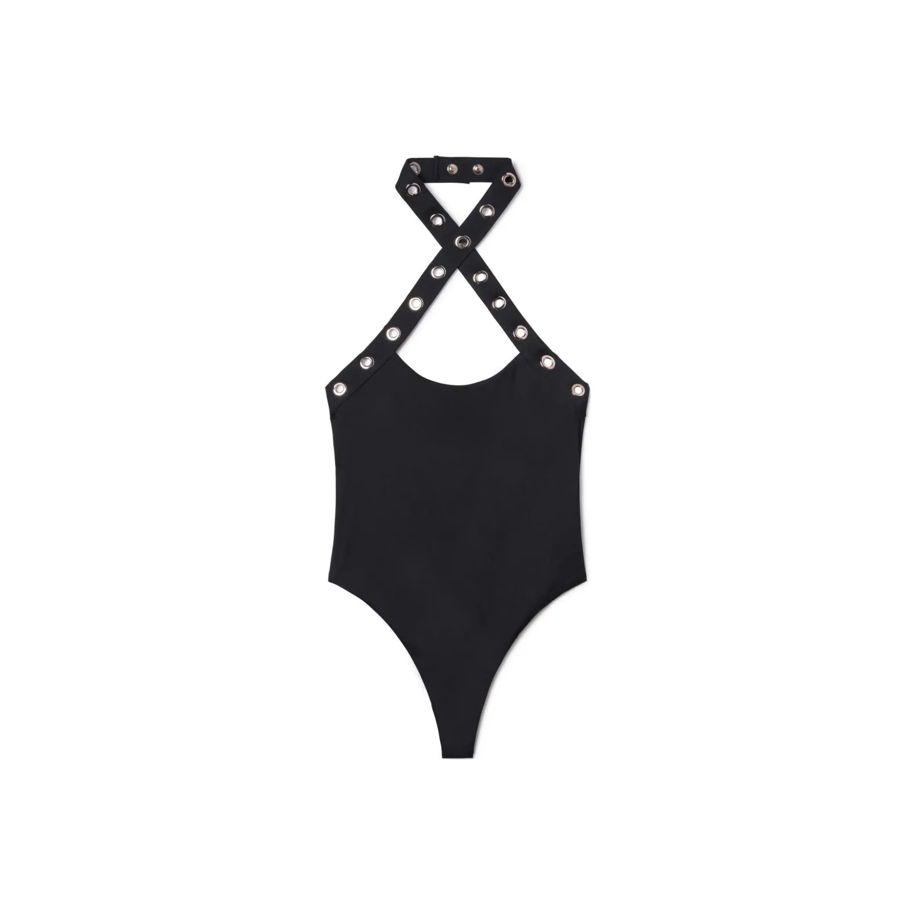 OFF WHITE Eyelet embellished Halterneck Swimsuit