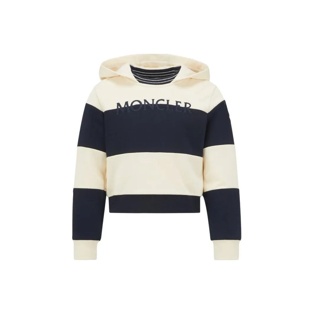 Moncler Свитшот Детская одежда Полосатый Логотип Толстовка Синий Белый Детский