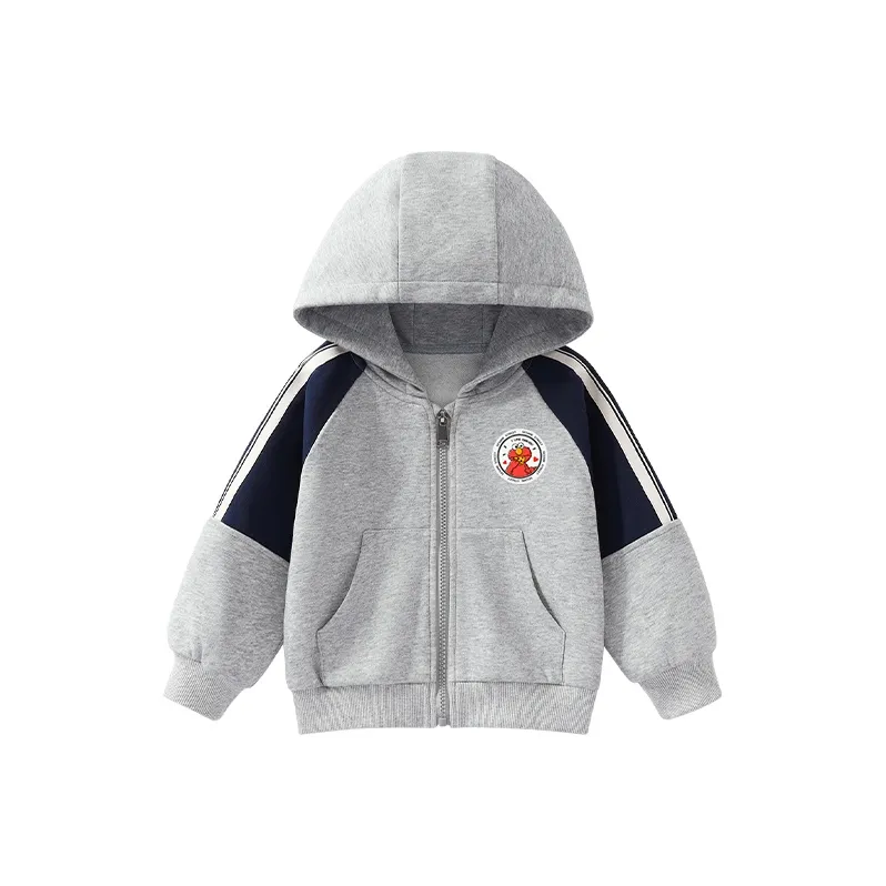 Улица Сезам С капюшоном Модный Многоцветный Молния Длинный Рукавов Дети Возраст 3-7 Лет