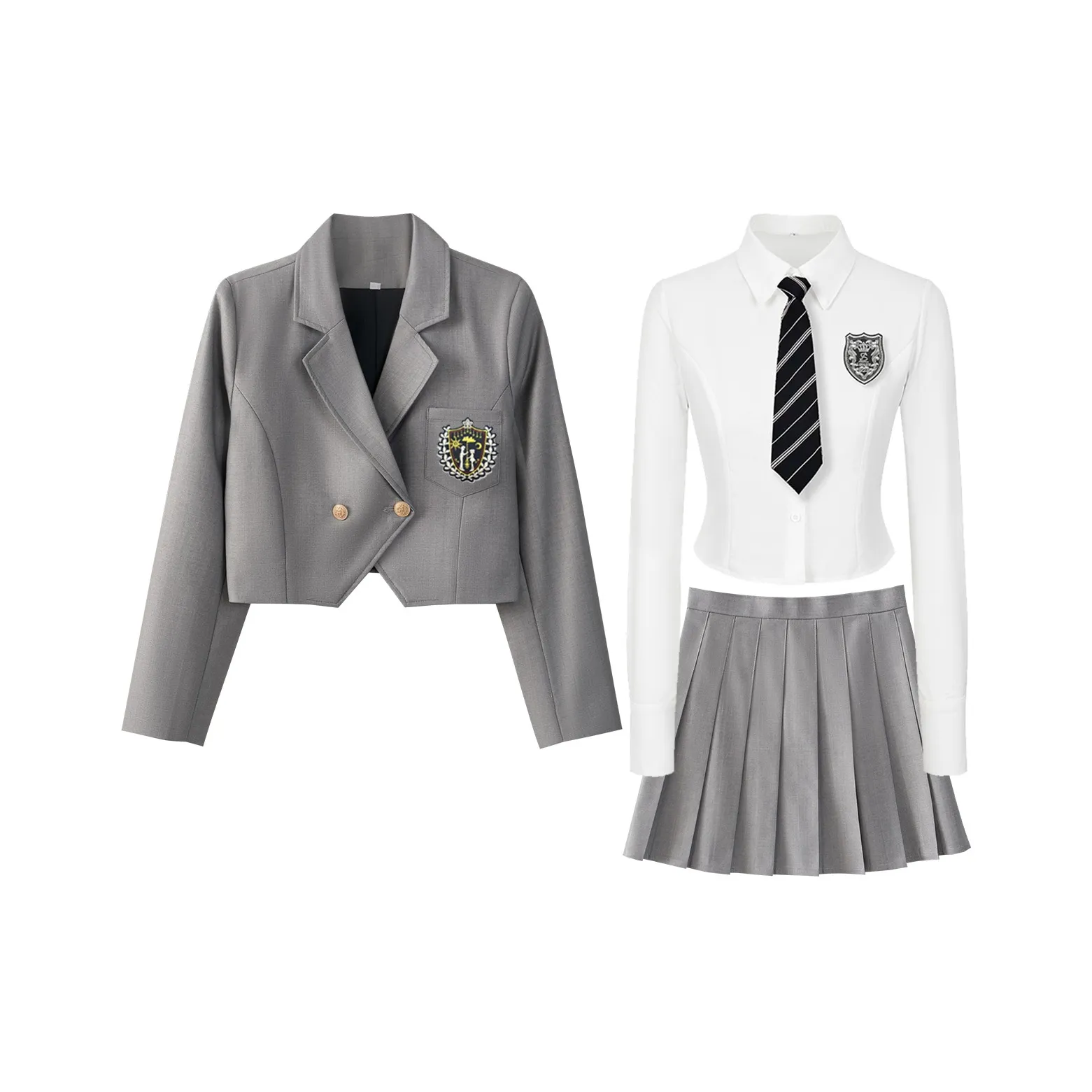 Набор: Пальто + Рубашка + Юбка + Значок 2 + Галстук Женская Униформа
