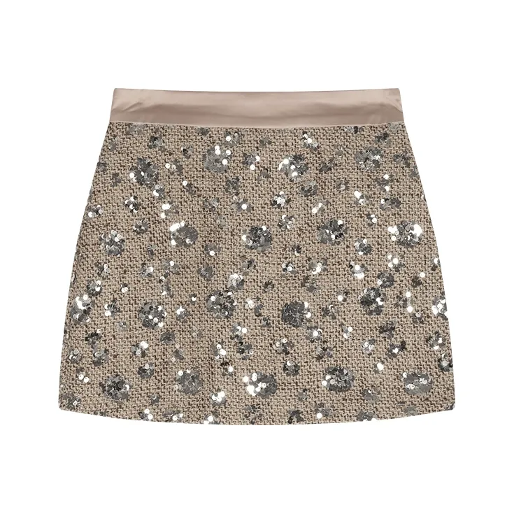 POPO.INFO Casual Short Skirts Women's Gold Sequins Dress