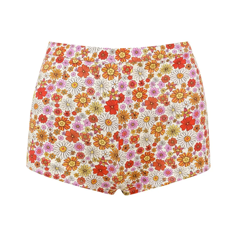 YUKARI SWIM Swimming Shorts Women's Orange Floral Pattern