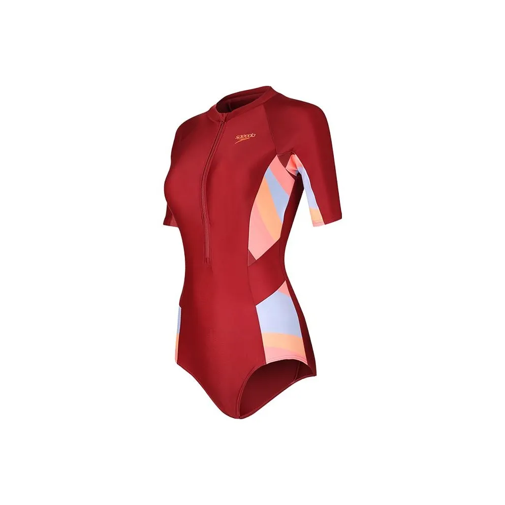 Speedo Темно-красный/Кораллово-оранжевый Женские ван-пис купальники