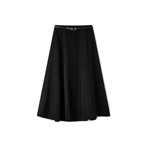 TKY SHOP Чернильно-черный Женские Повседневные длинные юбки