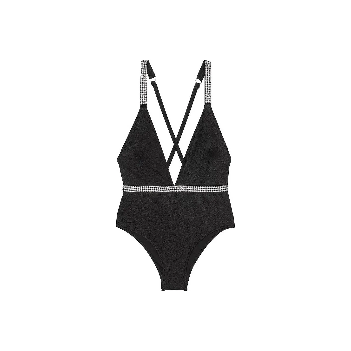 Victoria's Secret SHINE Plunge One-Piece Купальник Черный One-Piece Купальник Женские Черный