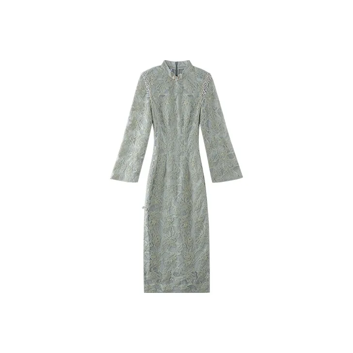 JINYE ORIENTAL Серо-зеленый Женские Ципао