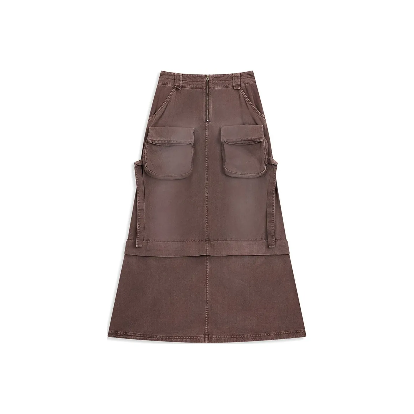 OPEN YY Карман для рабочей одежды Maxi Юбка Повседневный Длинный Юбка Женские Коричневый Коричневый