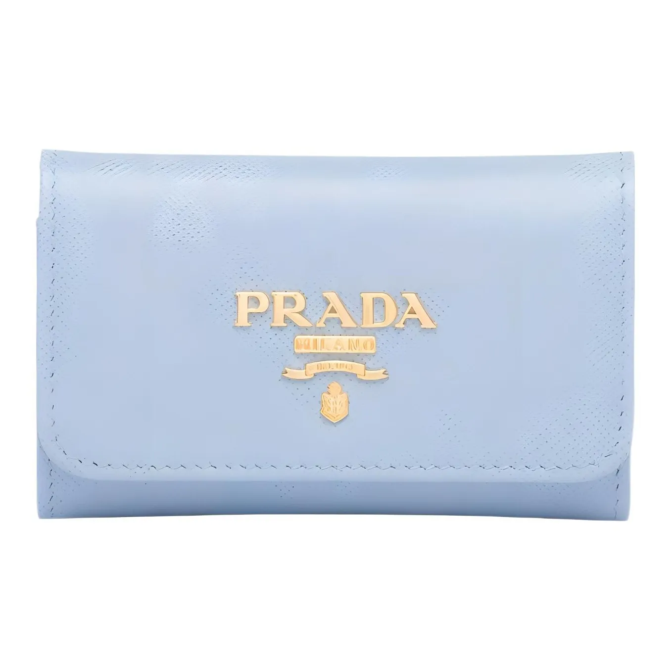 PRADA Leather Key Pouch Women's Light Blue