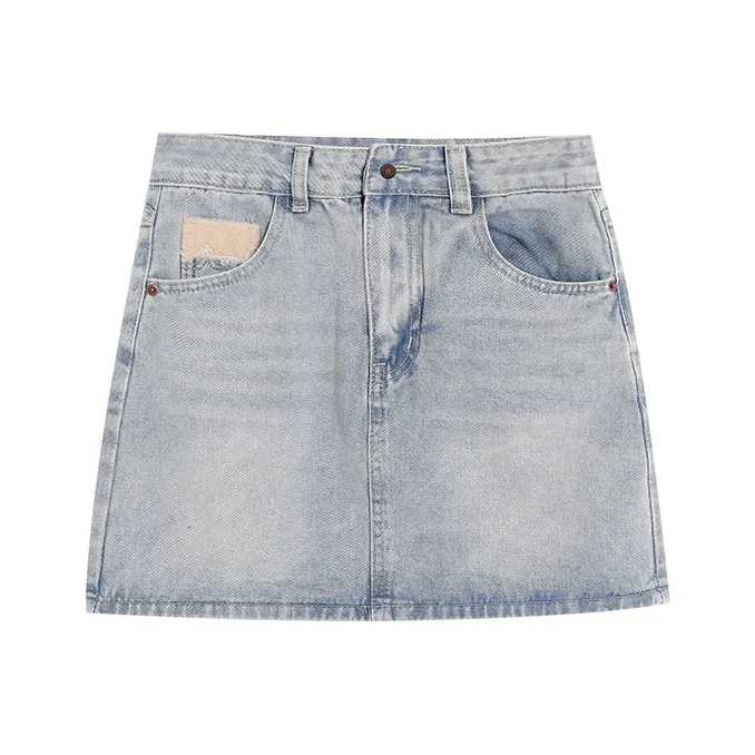 Pzhk Denim Short Skirts Women's Light Blue