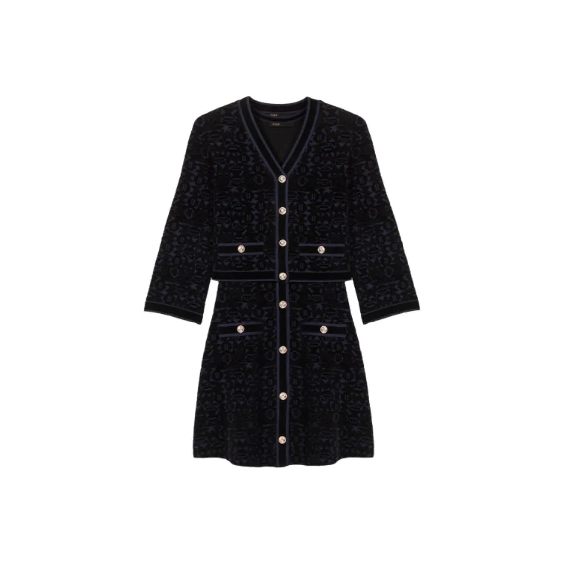 Maje Layered Velvet Knitted Dress