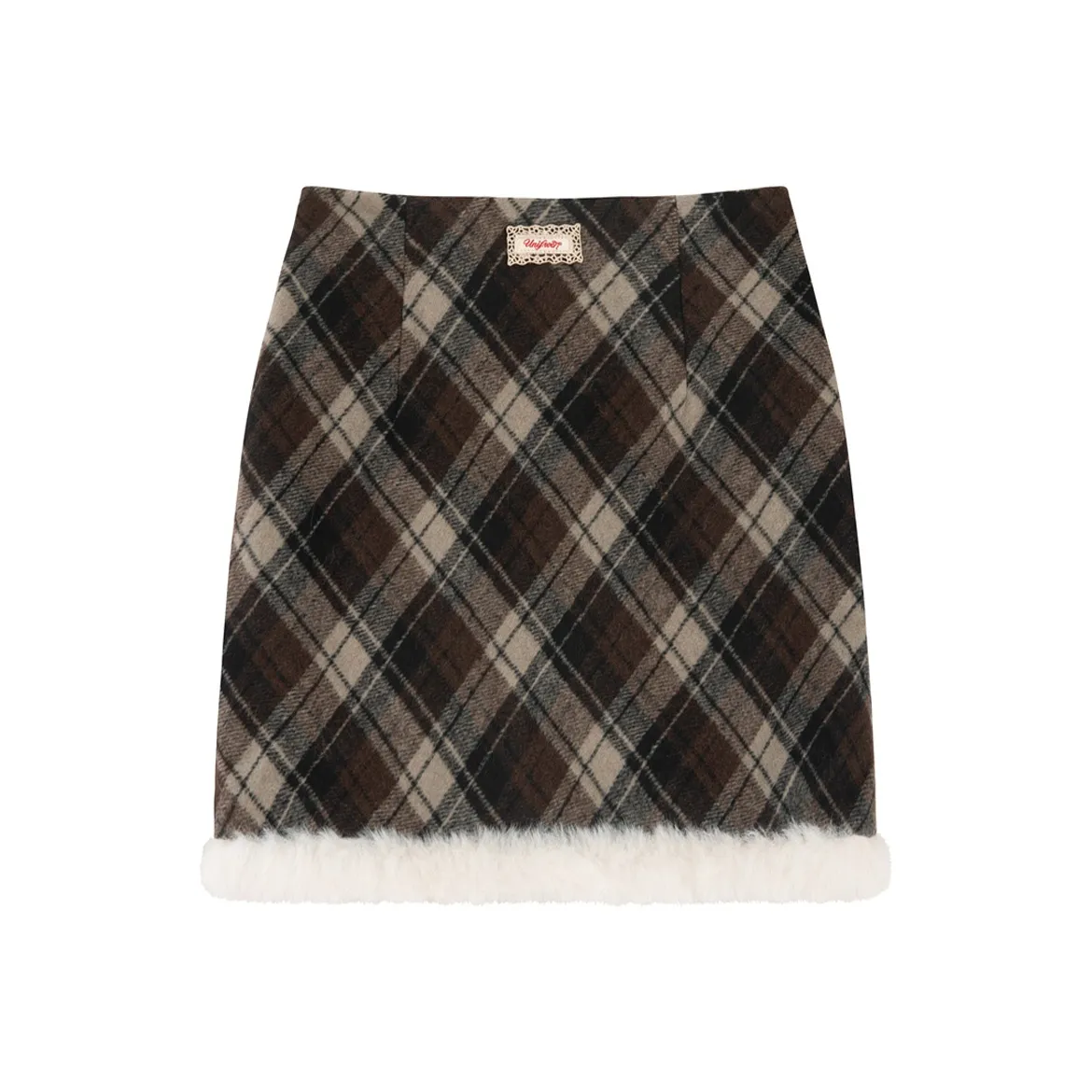 UNIFREE Повседневные короткие юбки Женские Кофейная клетка