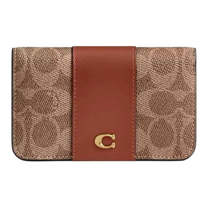 COACH Покрытый холст Кошелек Женские Коричневый
