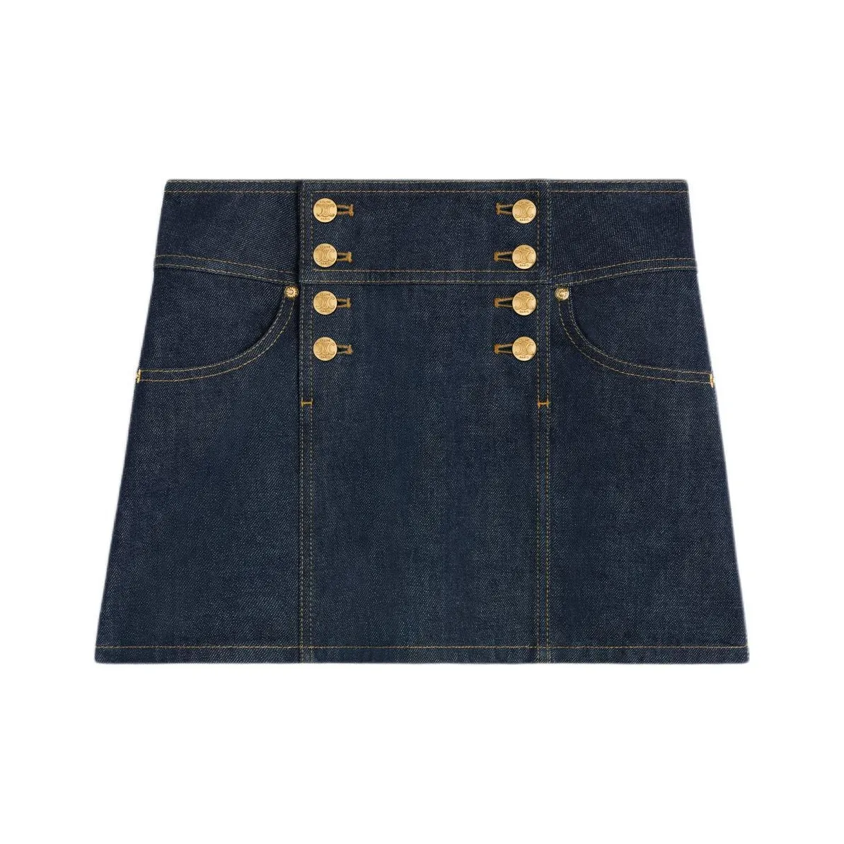 CELINE Trapeze Rinse Washed Denim Mini Skirt Rinsed