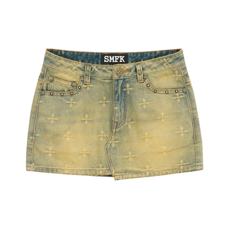 SMFK Джинсовые короткие юбки Женские Temple Сад желтый