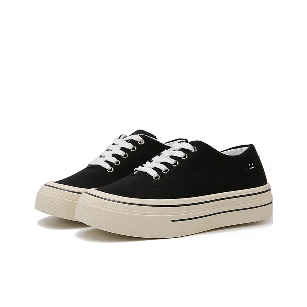 Medd Canvas Shoes Women's Low Top Black Beige/Black/Yellow