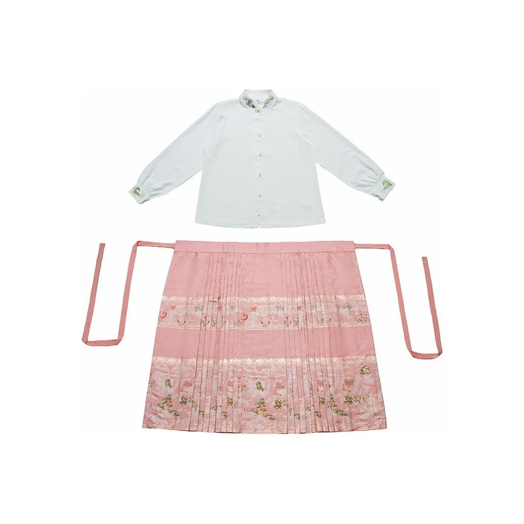 CHICCLO 0333 Топ + 0595 Розовый Лошадь Лицо Юбка Женские Ханьфу