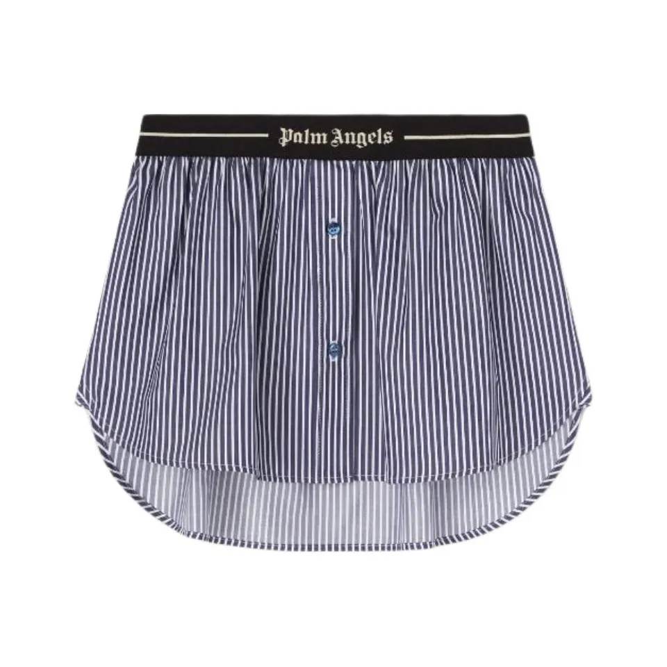 PALM ANGELS Classic Logo Striped shorts Polaire 'Navy Blue'