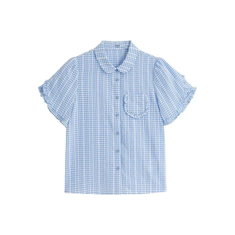 Inman Светло-синий Клетчатый Женские Рубашки