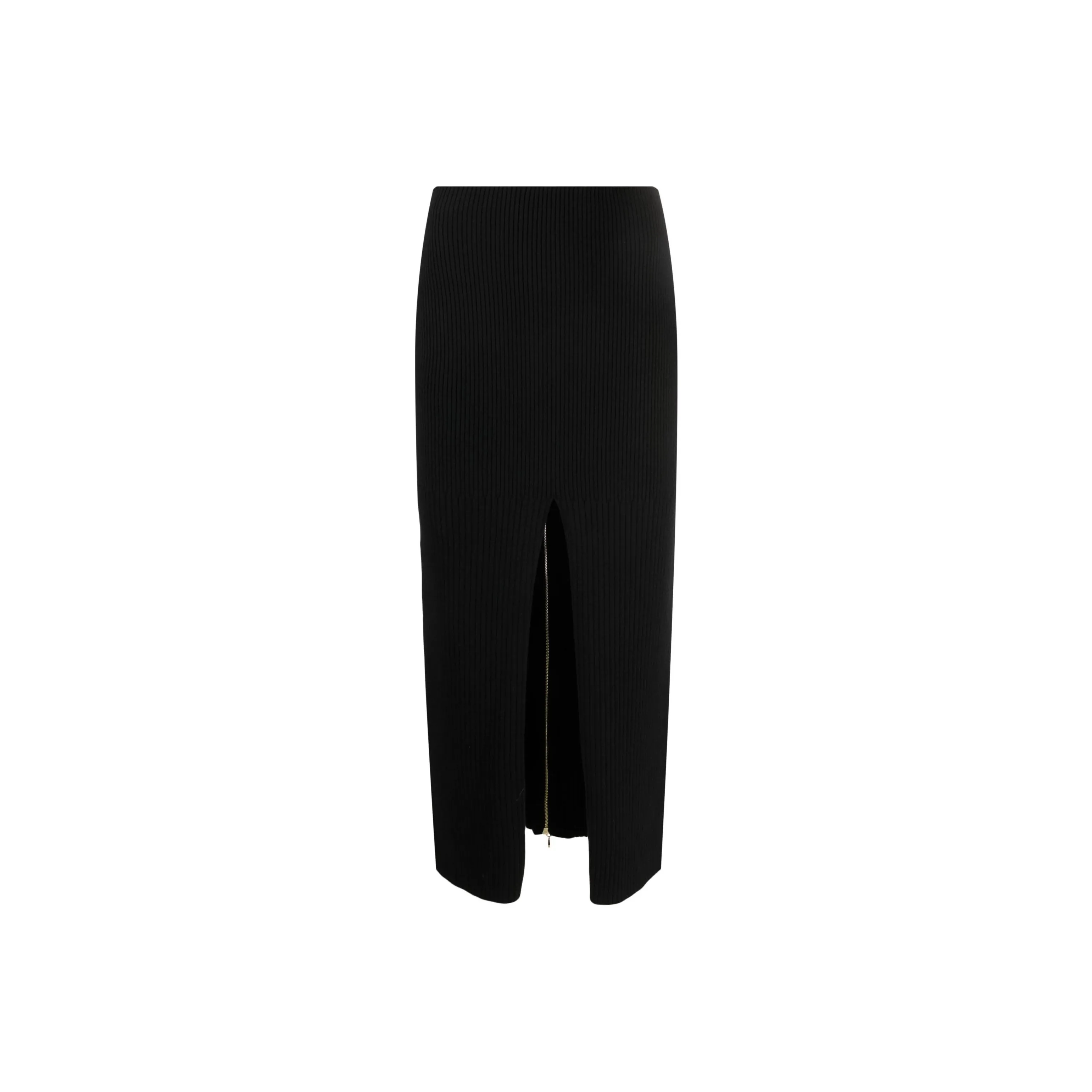 Patou Front slit Ribbed knit Midi Skirt