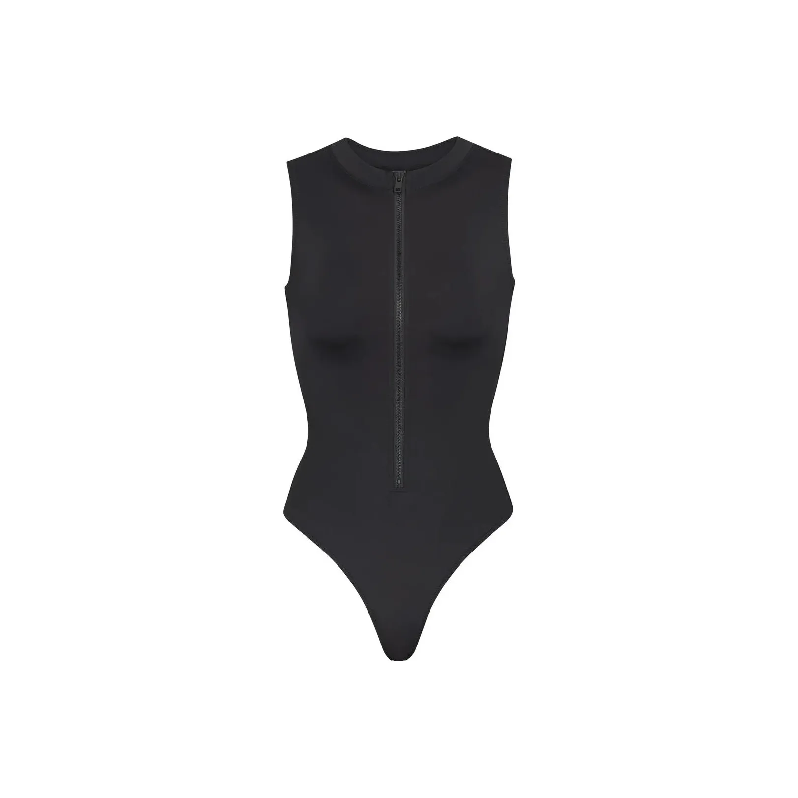 Skims Jelly Sheer Crew Neck Bodysuit Onyx
