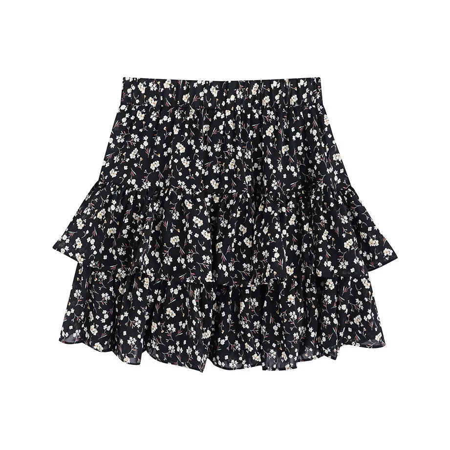 Garbege Повседневные короткие юбки женские зеленого цвета с цветочным узором