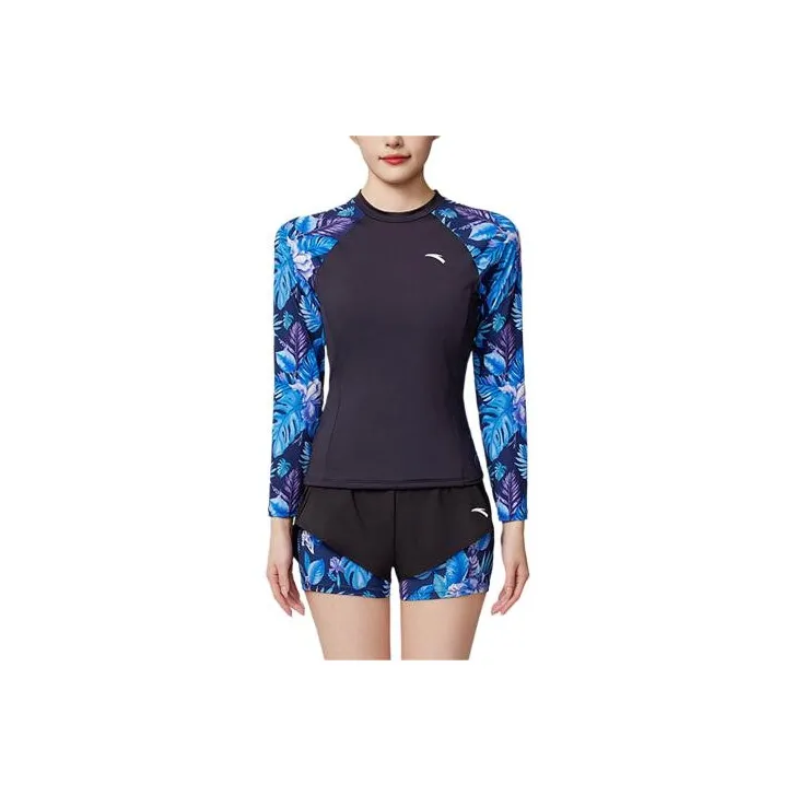Anta Two Piece Swimsuits Women's Black/Floral Blue