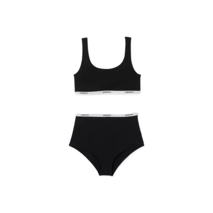 Burberry Women's Logo Tape Bio Based Stretch Nylon Bikini Black